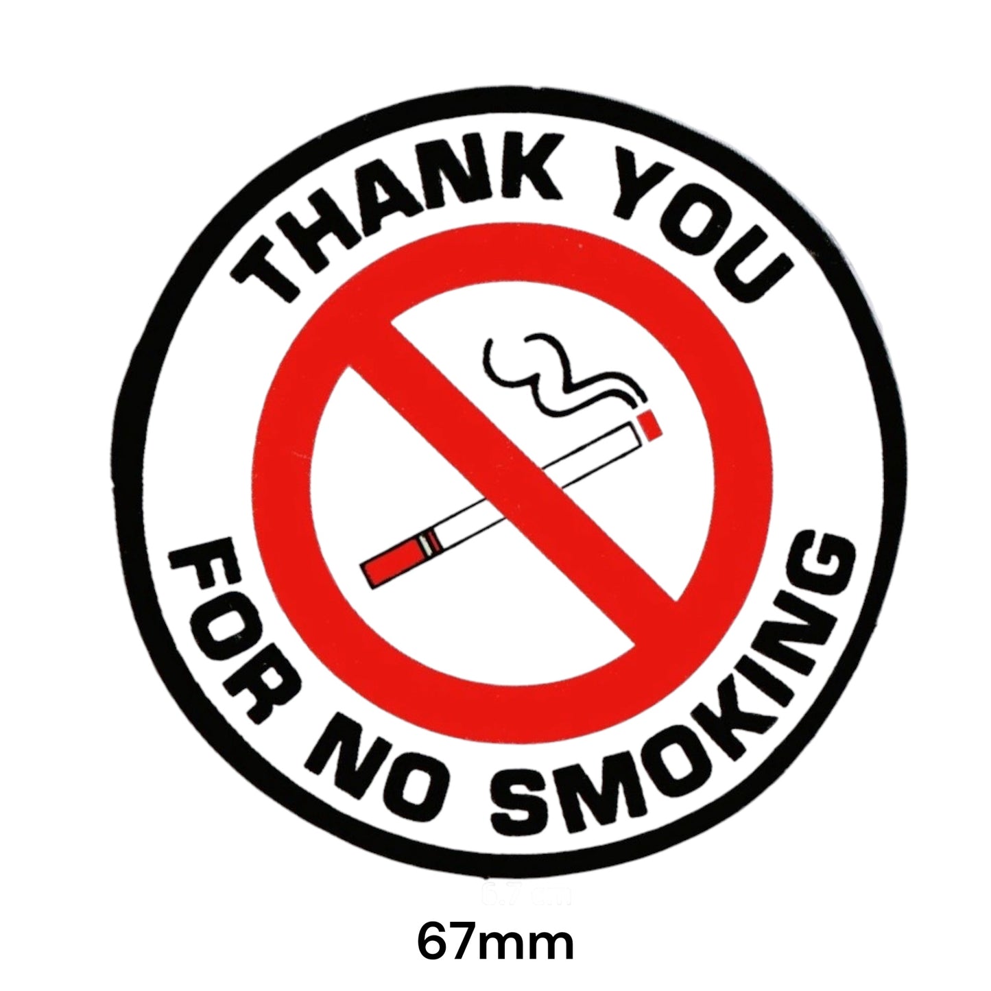 Thank You For No Smoking Sticker 2-Pack | Round Sign Decal 67mm