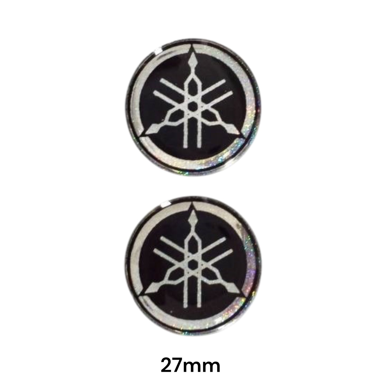 Yamaha Tuning Fork 3D Dome Sticker 2-Pack | Motorcycle Decal 27mm