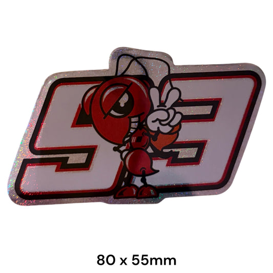 Marc Marquez 93 Ant-Man Number 93 White Holographic Glitter Sticker | MotoGP Decal