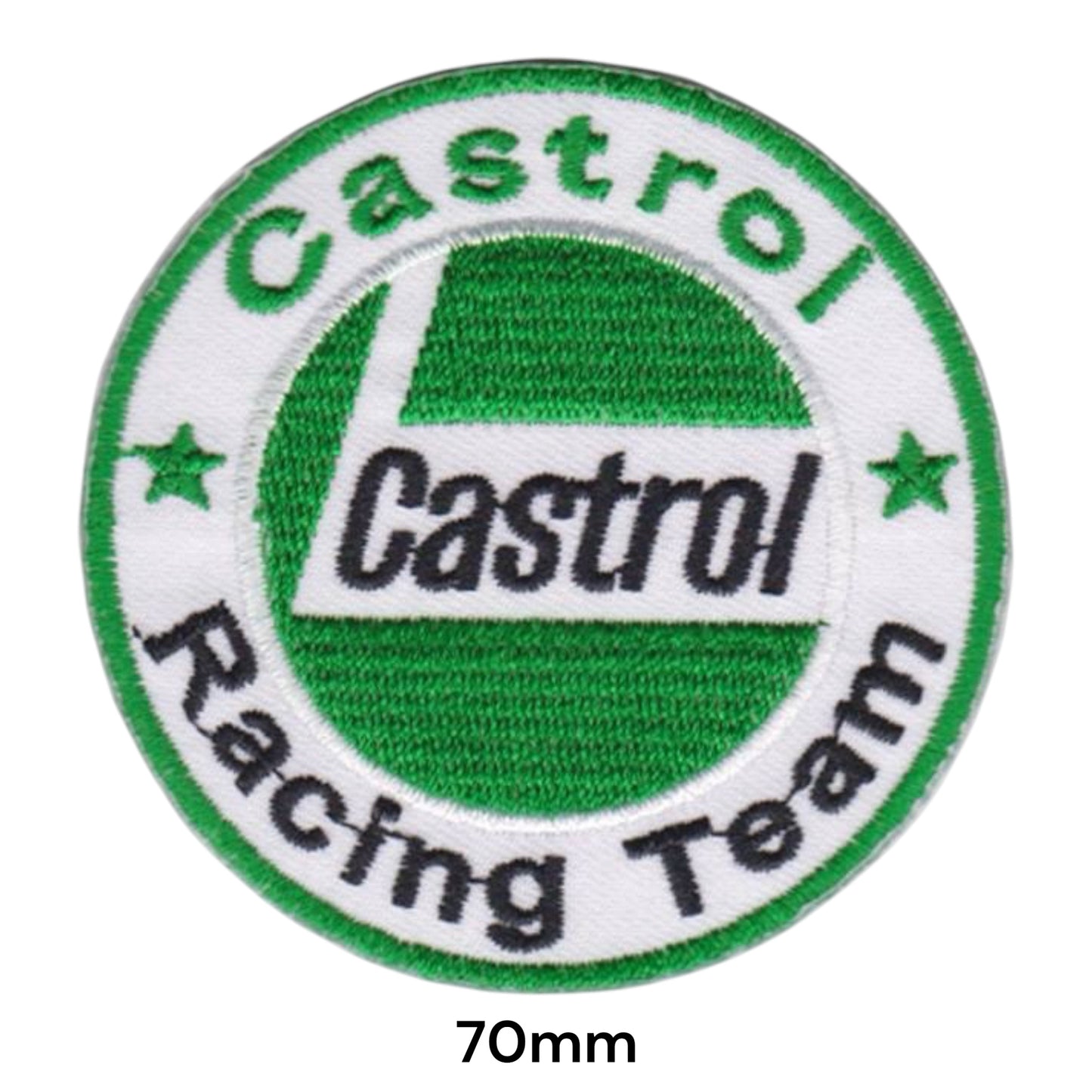 Castrol Racing Team Embroidered Patch Iron-On Sew-On 70mm Green White