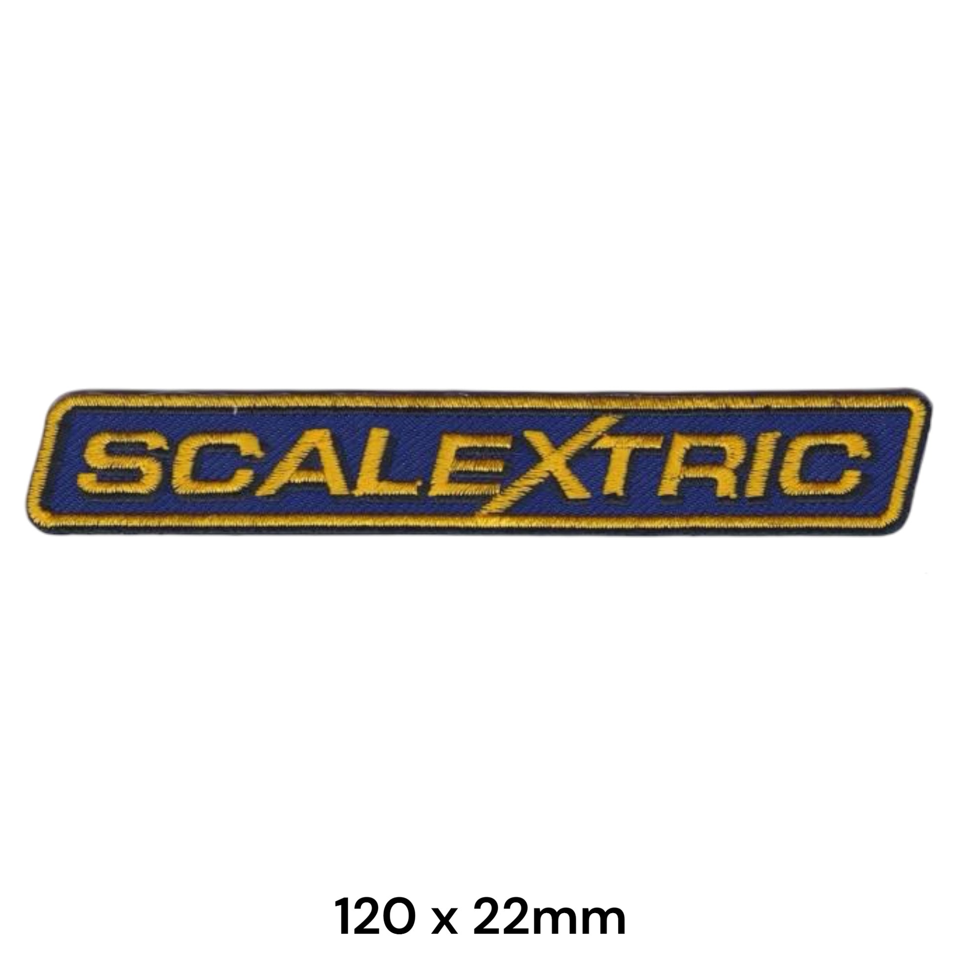 Scalextric Embroidered Patch Iron-On Sew-On 120x22mm Blue Gold