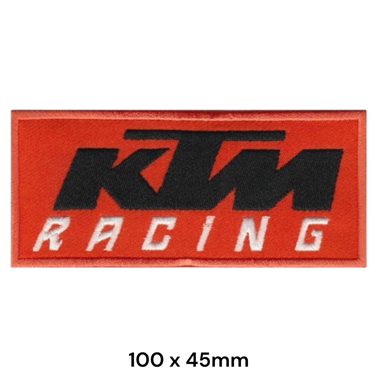 KTM Racing Embroidered Patch Iron-On Sew-On 100x45mm Orange Black White