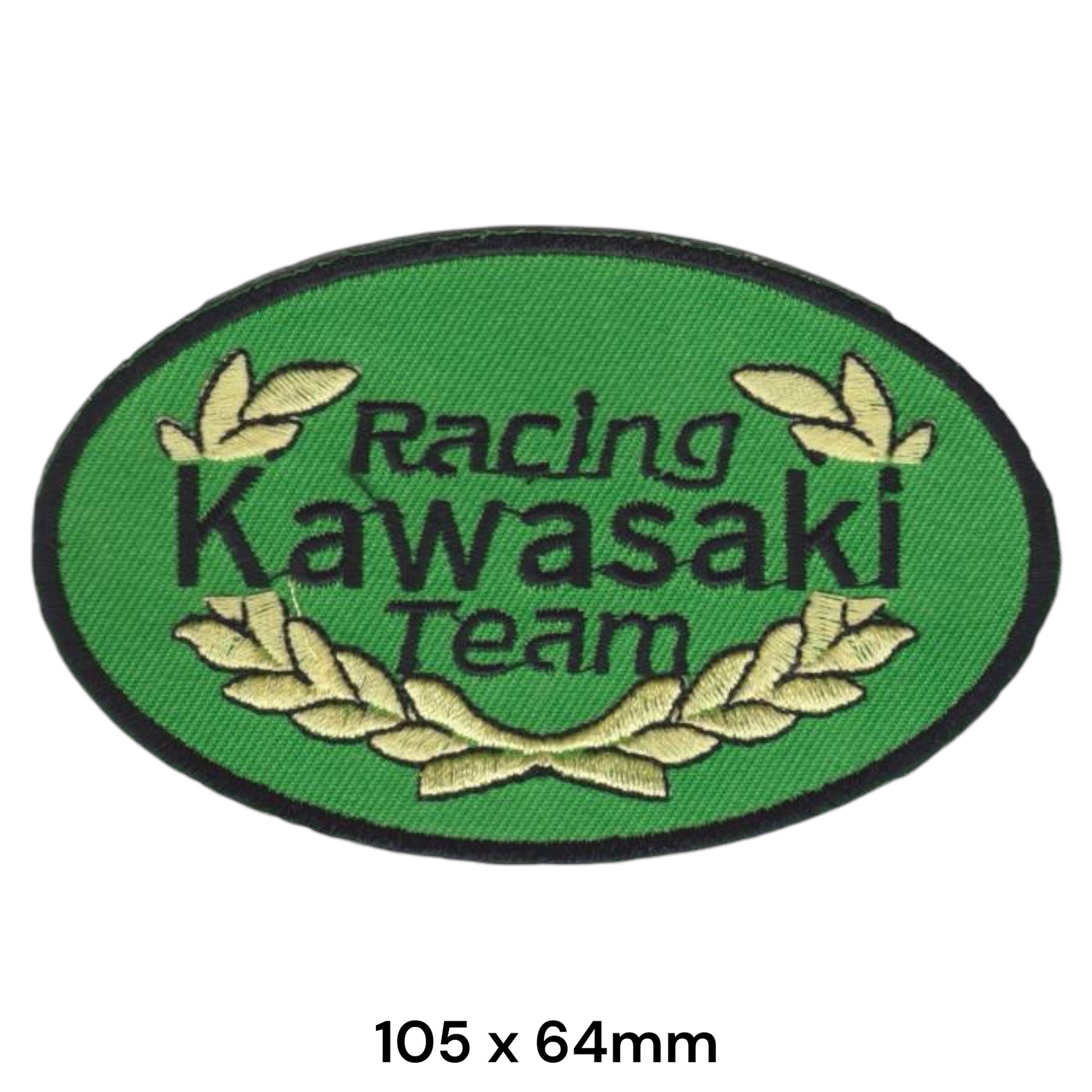 Racing Kawasaki Team Laurel Wreath Oval Embroidered Patch 105x64mm Green Gold Black