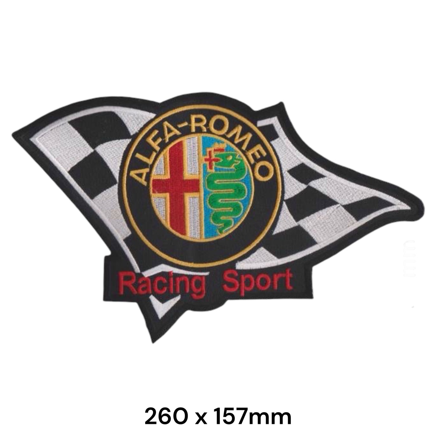 Alfa Romeo Racing Sport XXL Back Patch Checkered Flag Embroidered 260x157mm