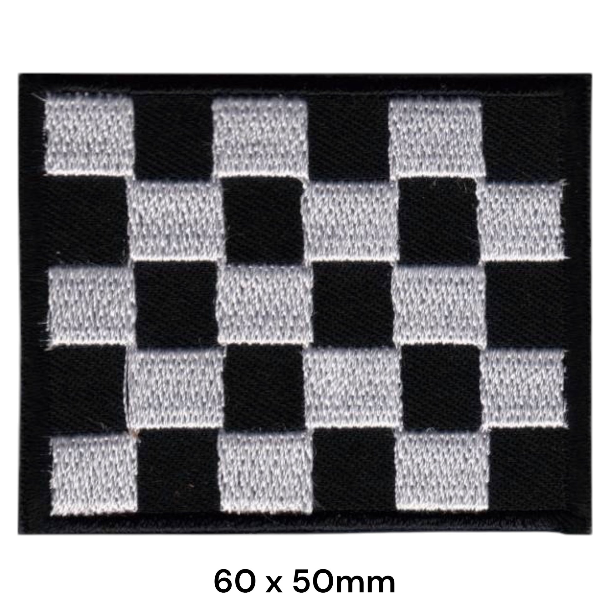 Checkered Flag Racing Patch Iron-On Sew-On 60x50mm Black White