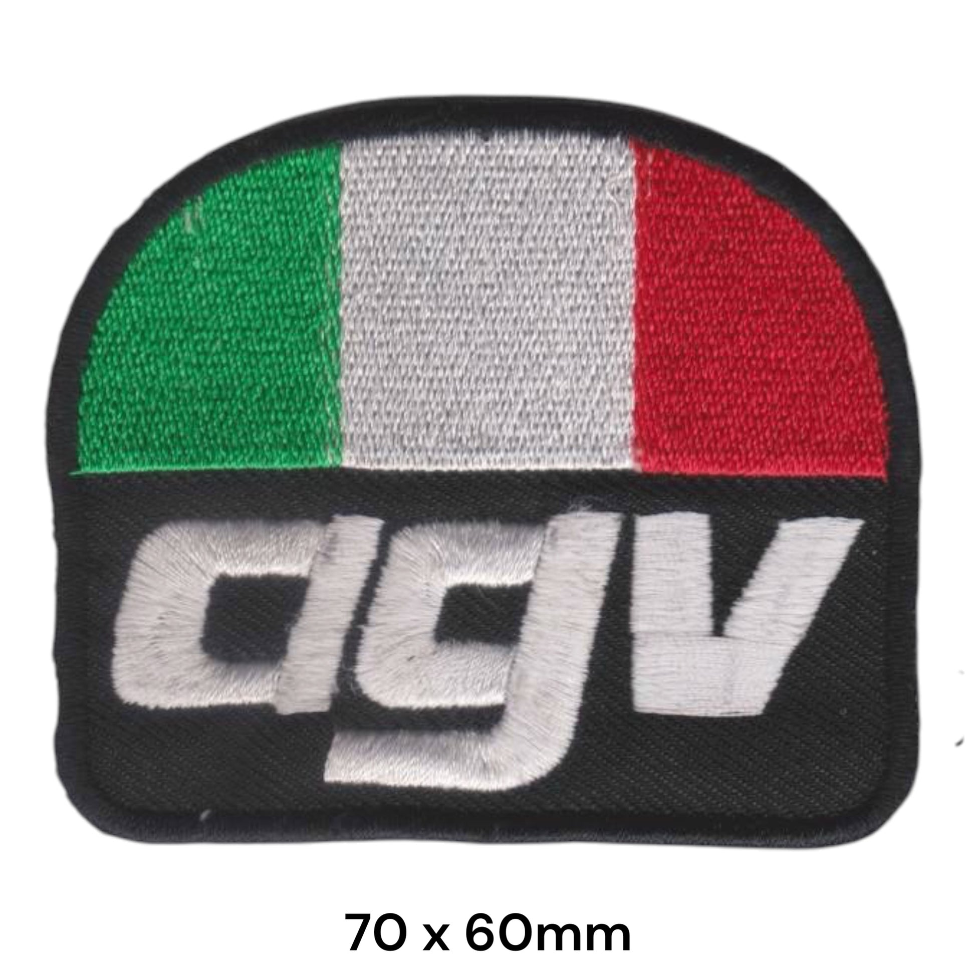 AGV Helmet Italian Flag Black Embroidered Patch Iron-On Sew-On 70x60mm Black White Green Red