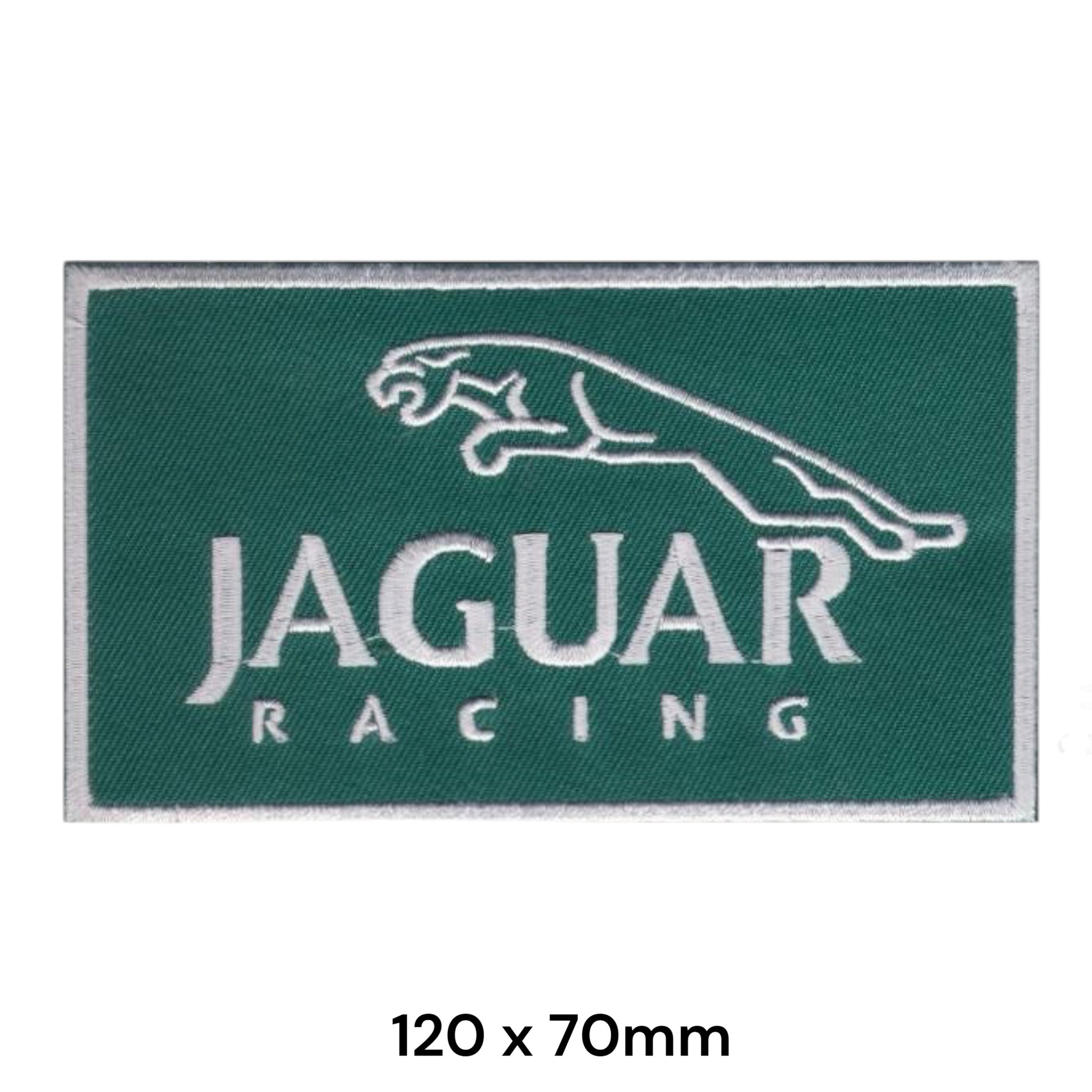 Jaguar Racing Leaping Cat Embroidered Patch 120x70mm British Racing Green Silver