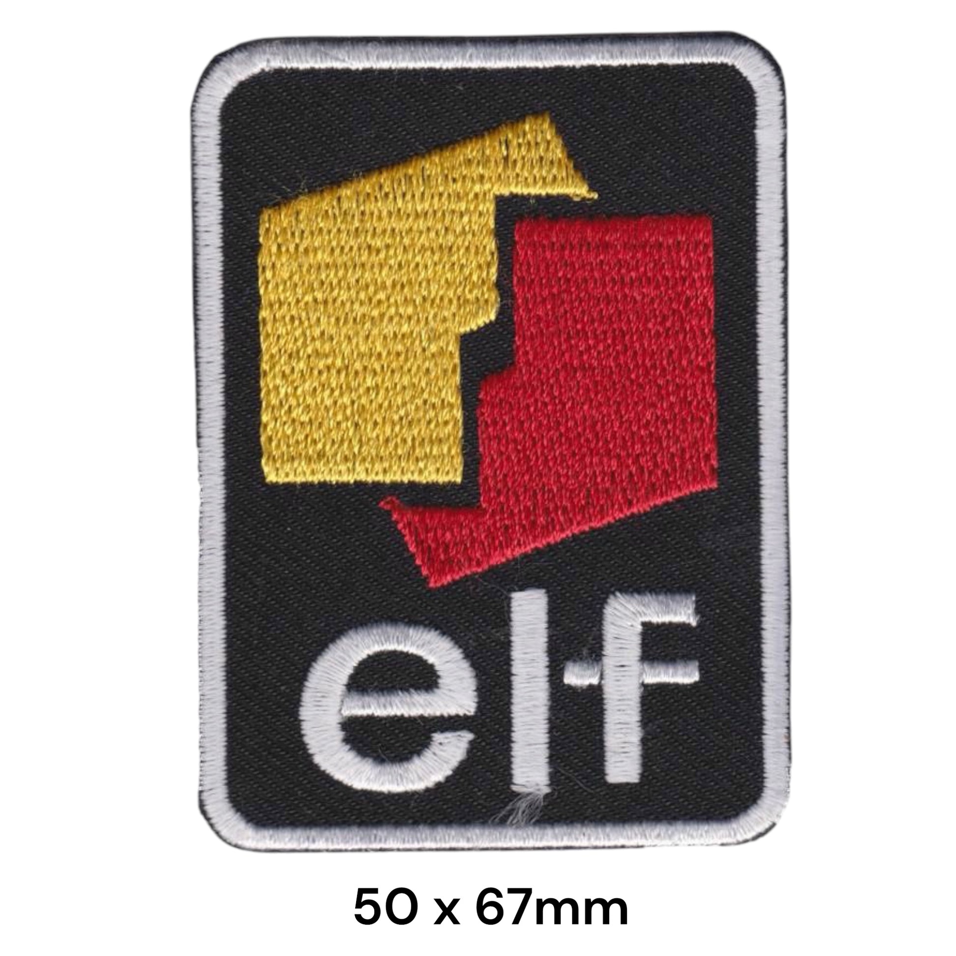Elf Oil Portrait Embroidered Patch 50x67mm Black Yellow Red White