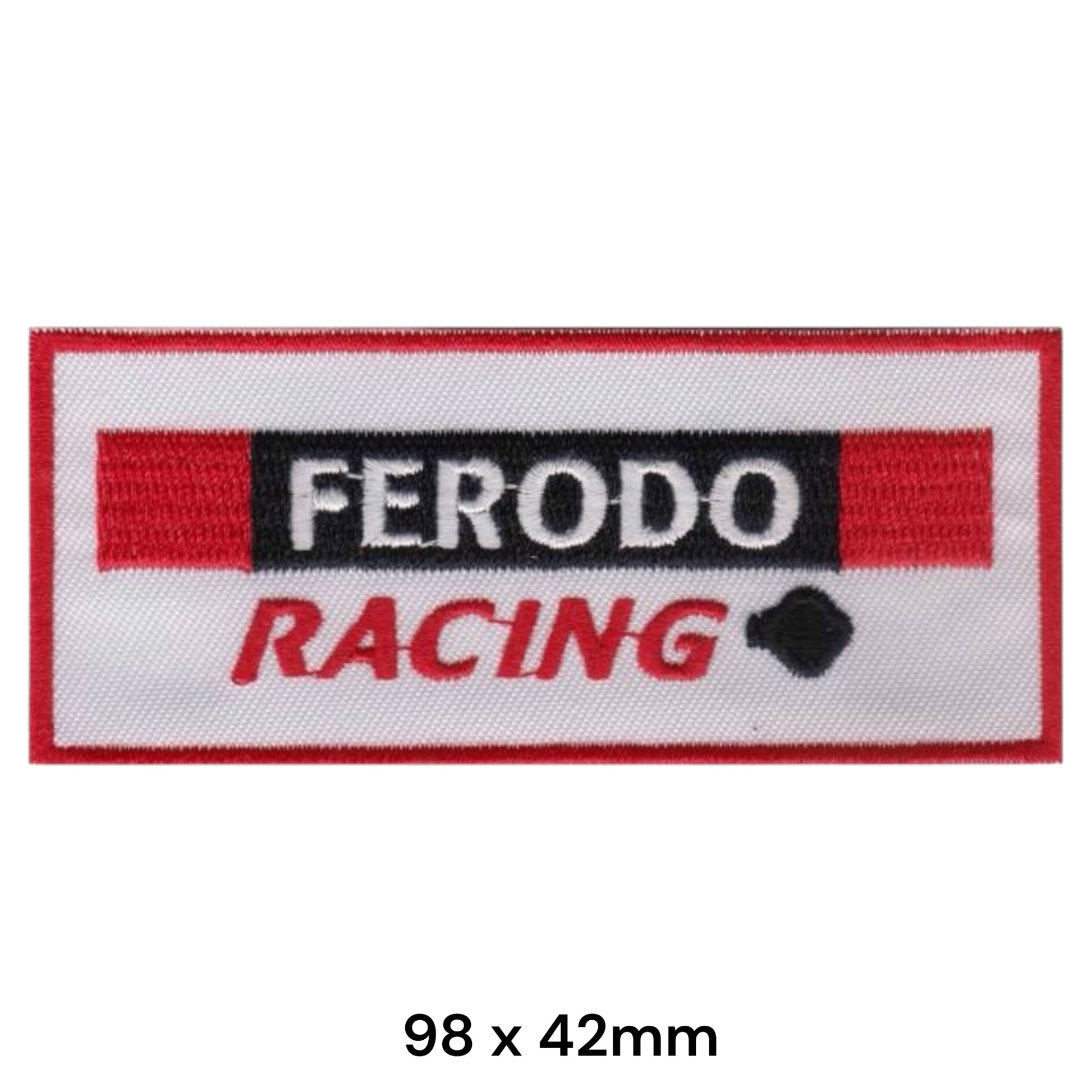Ferodo Racing Embroidered Patch Iron-On Sew-On 98x42mm White Black Red