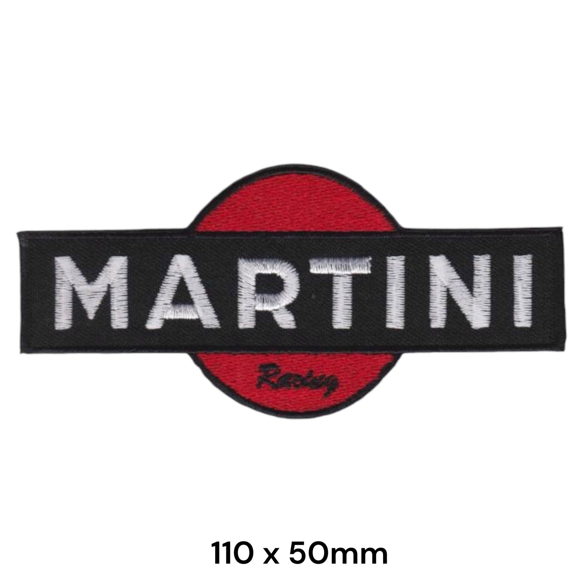 Martini Racing Circle Banner Embroidered Patch 110x50mm Black White Red