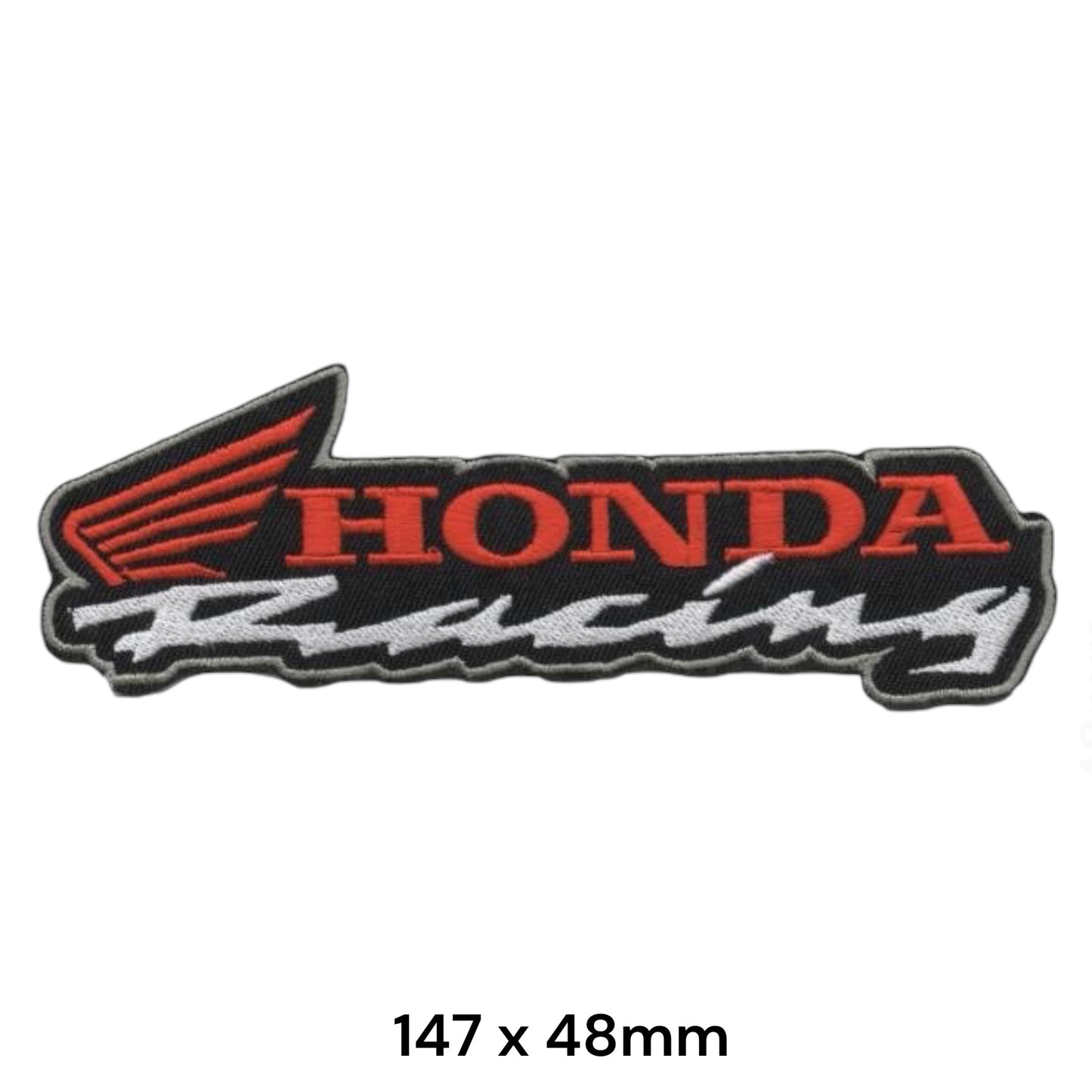 Honda Racing Wing Logo Embroidered Patch 147x48mm Black Red Silver
