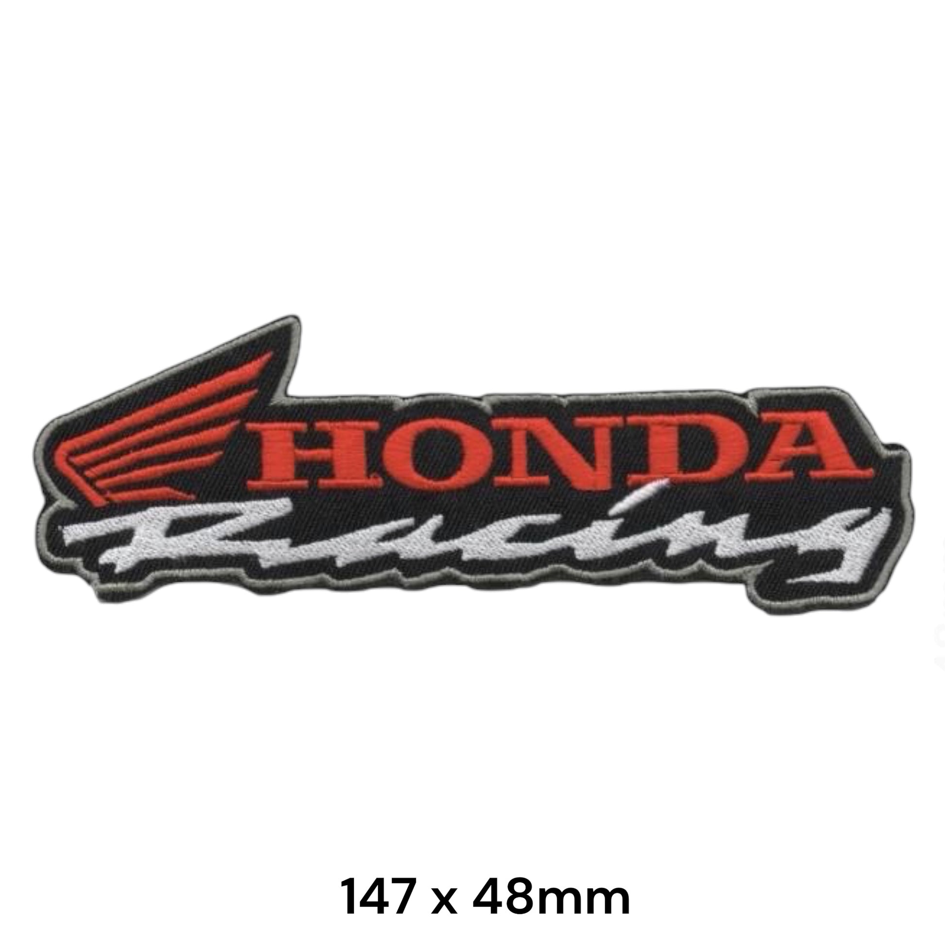 Honda Racing Wing Logo Embroidered Patch 147x48mm Black Red Silver
