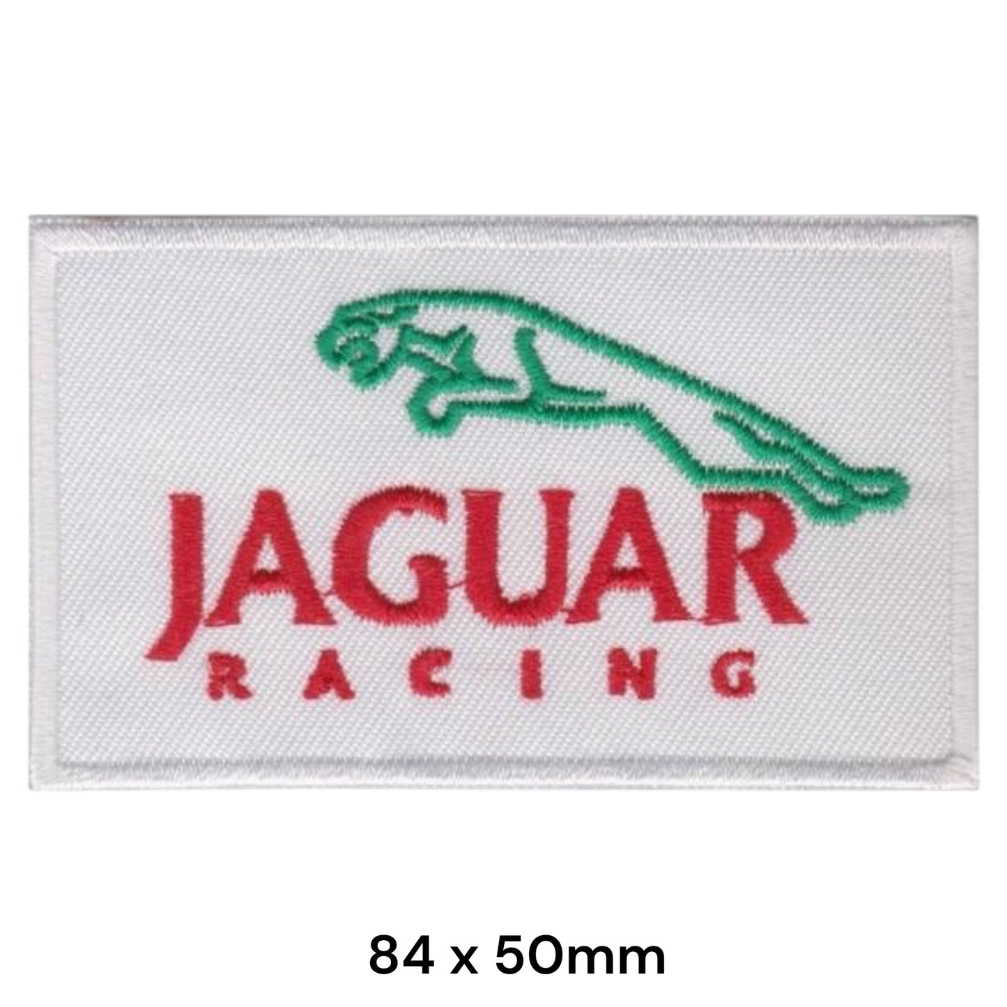Jaguar Racing Leaping Cat White Embroidered Patch 84x50mm White Green Red