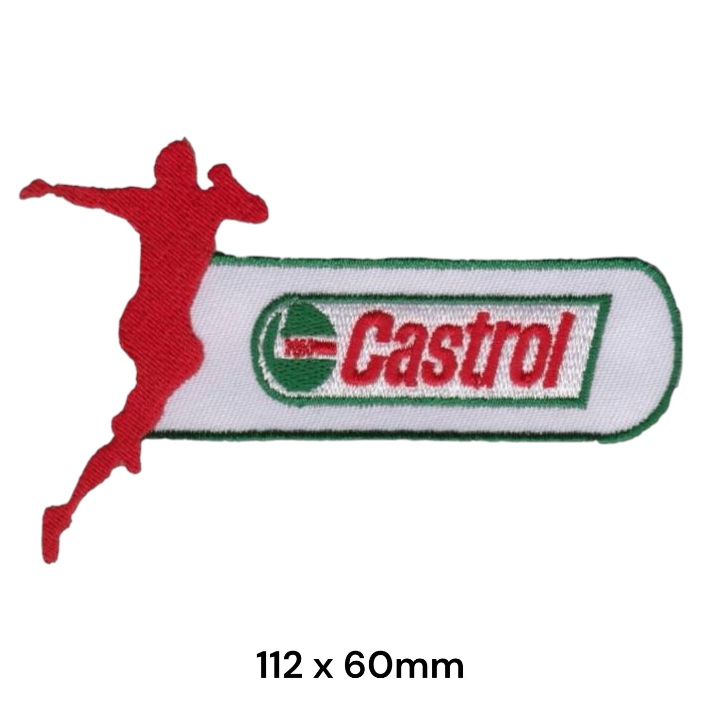 Castrol Racing Driver Silhouette Embroidered Patch 112x60mm Red White Green