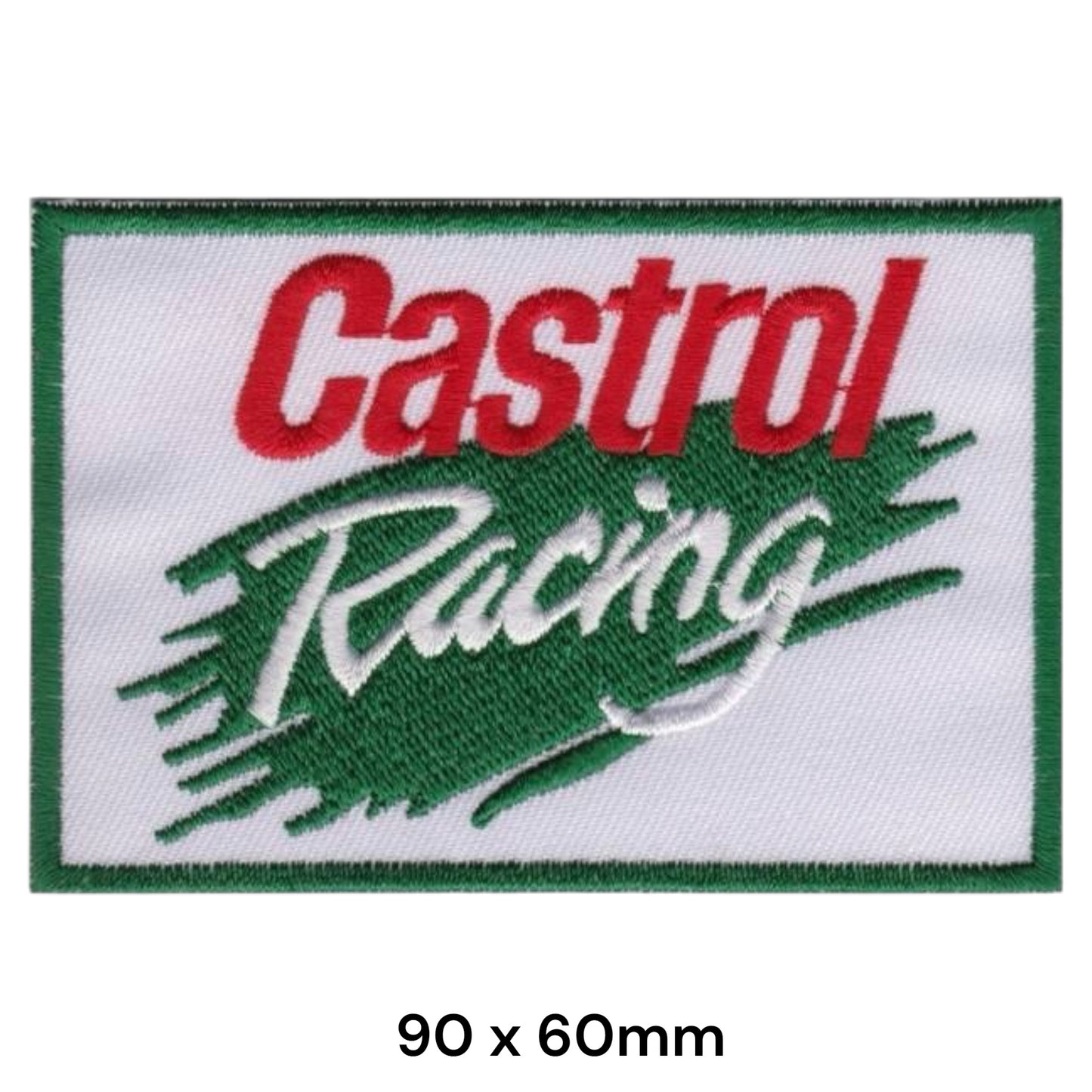 Castrol Racing Rectangle Embroidered Patch 90x60mm White Red Green