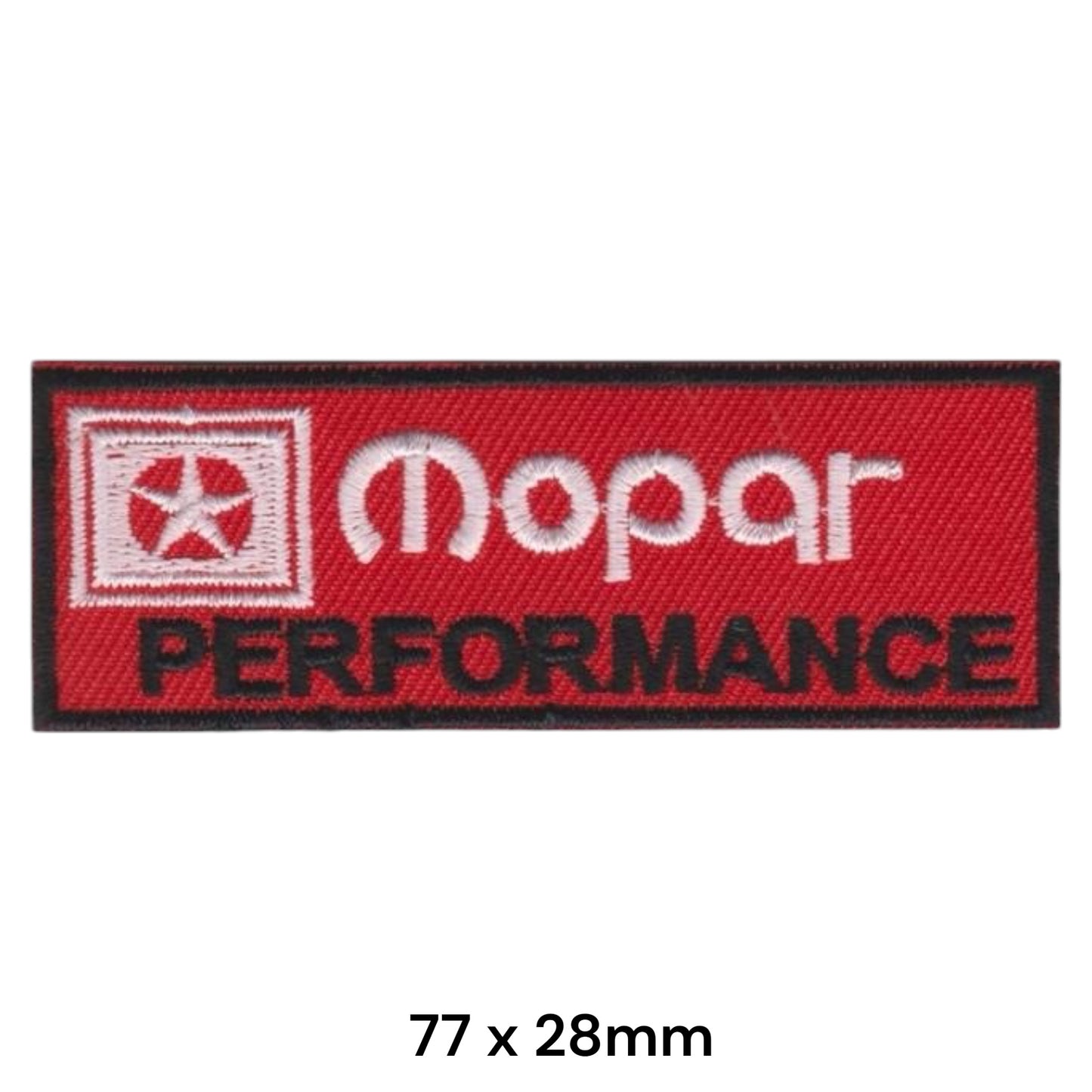 Mopar Performance Embroidered Patch 77x28mm Red White Black