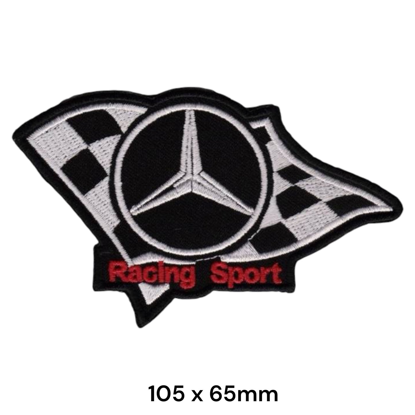 Mercedes Racing Sport Checkered Flag Embroidered Patch Iron-On Sew-On Formula 1 Classic Jacket Badge
