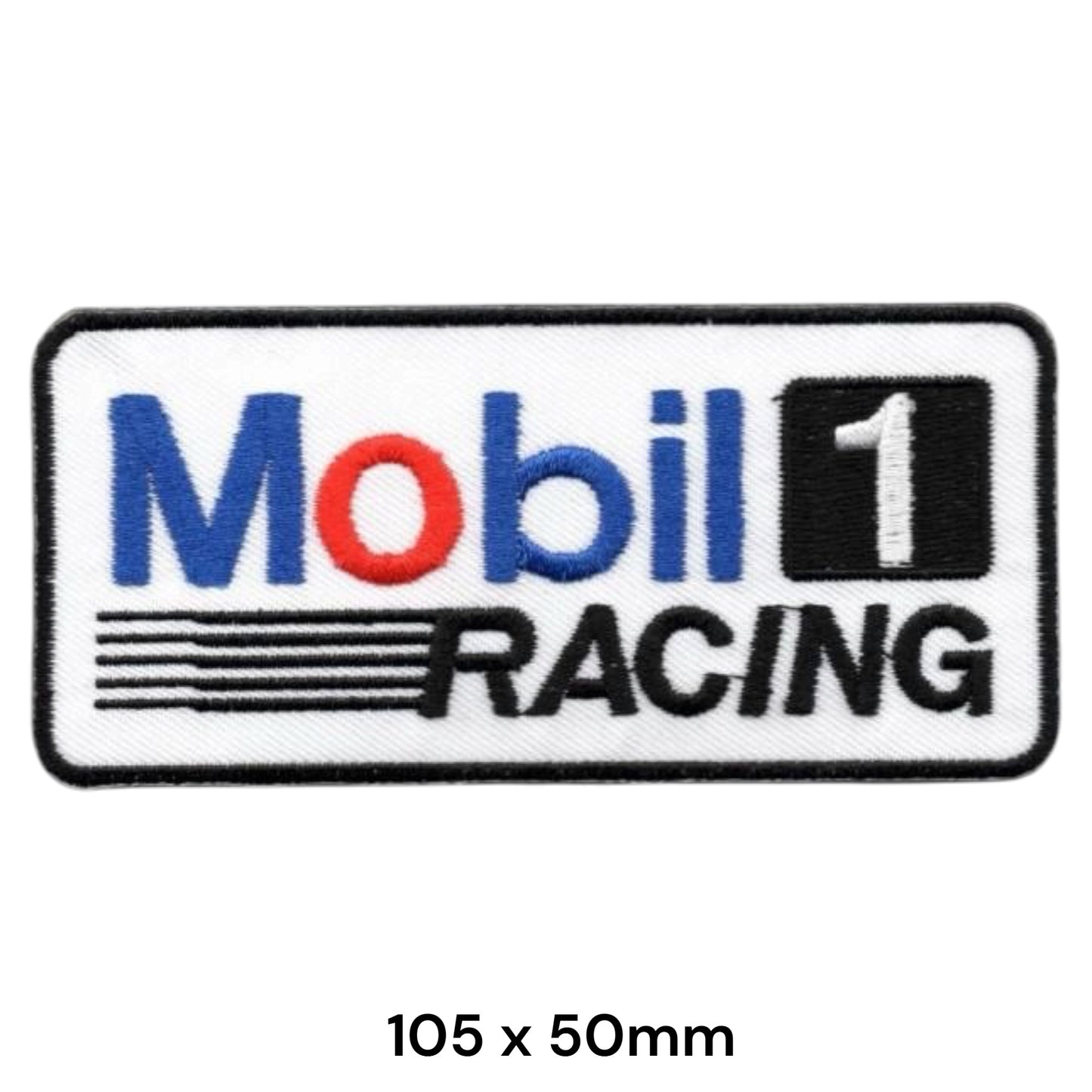 Mobil 1 Racing Embroidered Patch Iron-On Sew-On Vintage Petrol Motor Oil Classic Jacket Badge