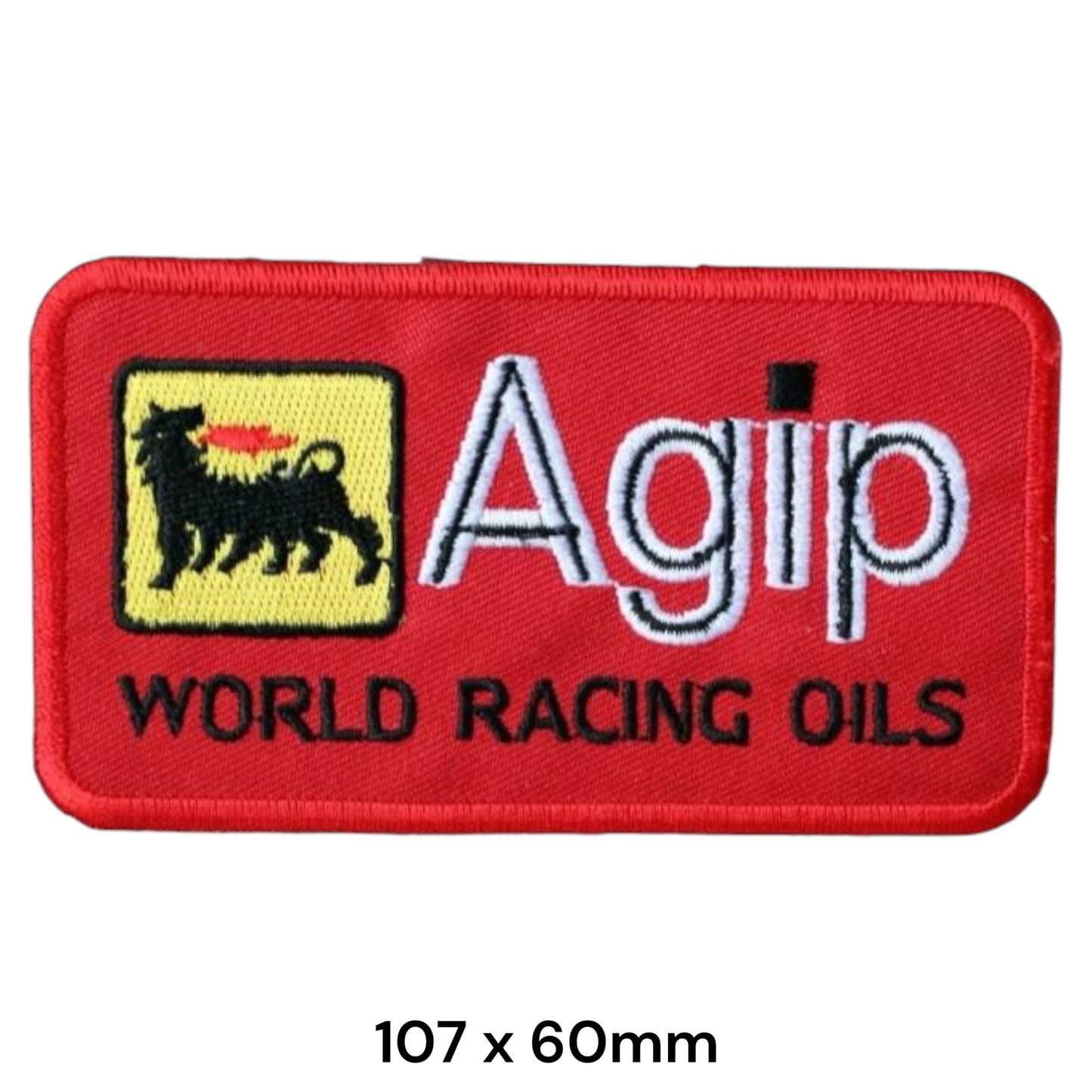 Agip World Racing Oils Red Embroidered Patch Iron-On Sew-On Vintage Petrol Formula 1 Classic Jacket Badge