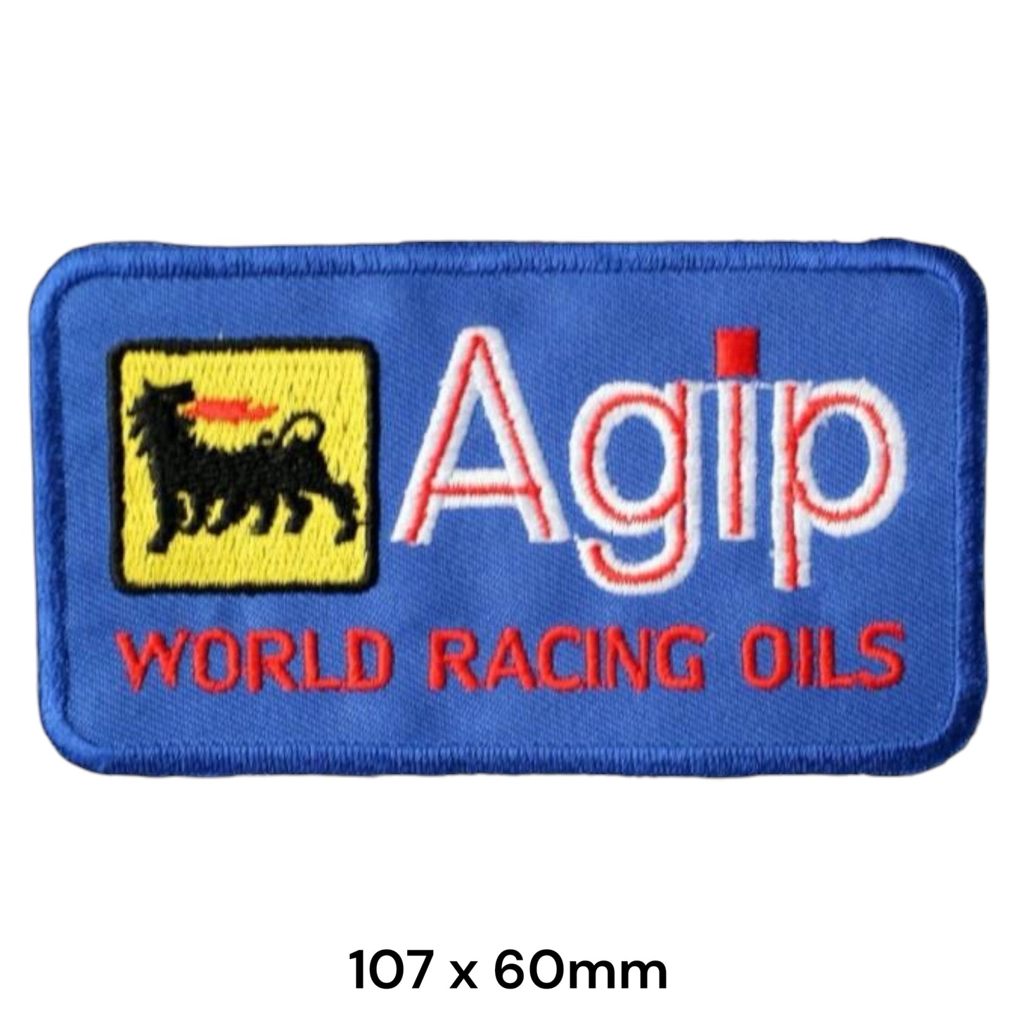 Agip World Racing Oils Blue Embroidered Patch Iron-On Sew-On Vintage Petrol Formula 1 Classic Jacket Badge