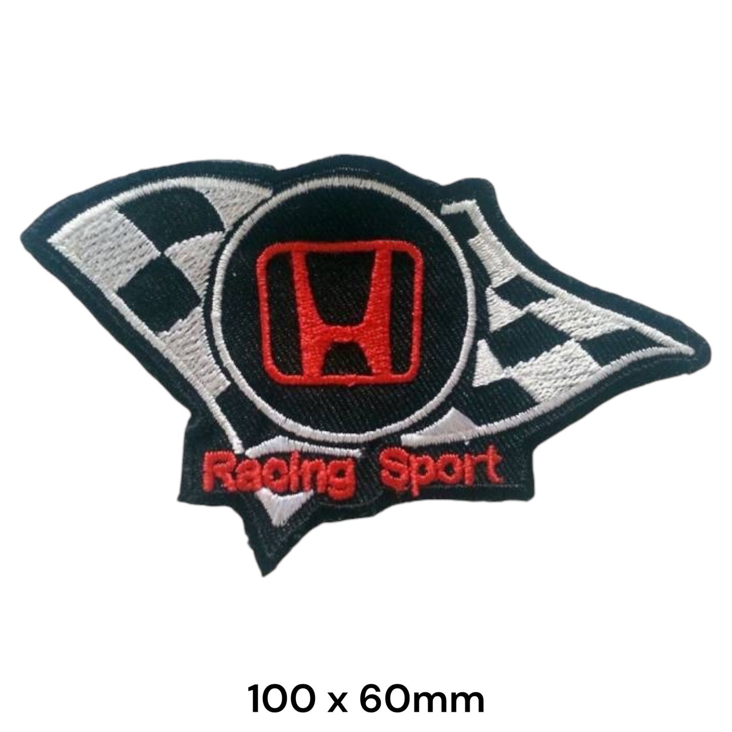 Honda Racing Sport Checkered Flag Embroidered Patch Iron-On Sew-On Motorcycle JDM Classic Jacket Badge