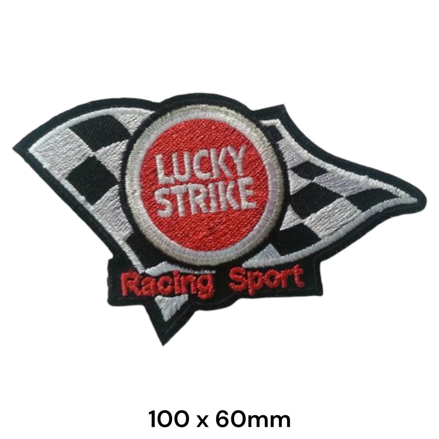 Lucky Strike Racing Sport Checkered Flag Embroidered Patch Iron-On Sew-On Vintage Formula 1 Classic Jacket Badge