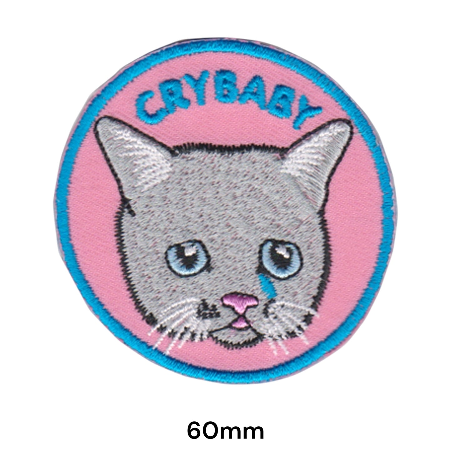 Crybaby Cat Round Embroidered Patch Iron-On Sew-On Cute Kawaii Sassy Streetwear Fashion Jacket Badge