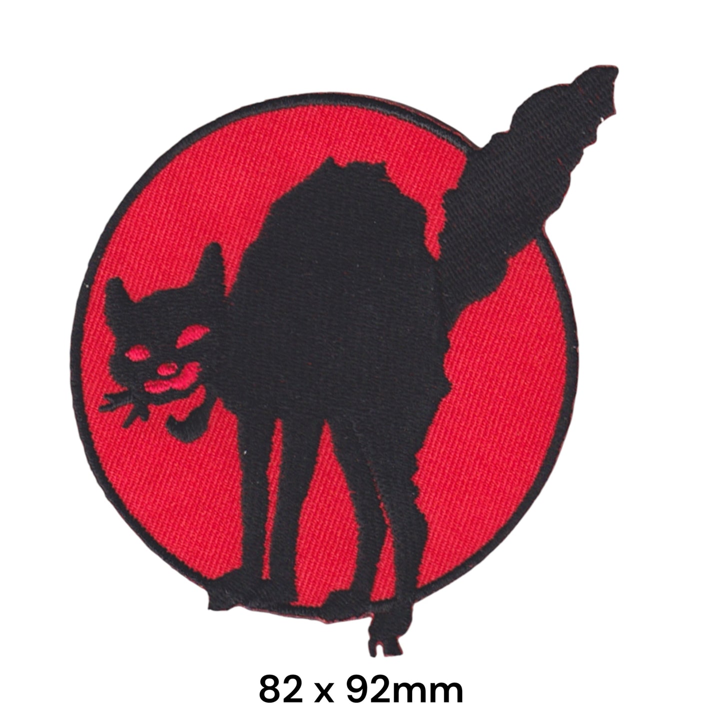 Black Cat Arched Back Round Embroidered Patch Iron-On Sew-On Gothic Halloween Punk Streetwear Jacket Badge