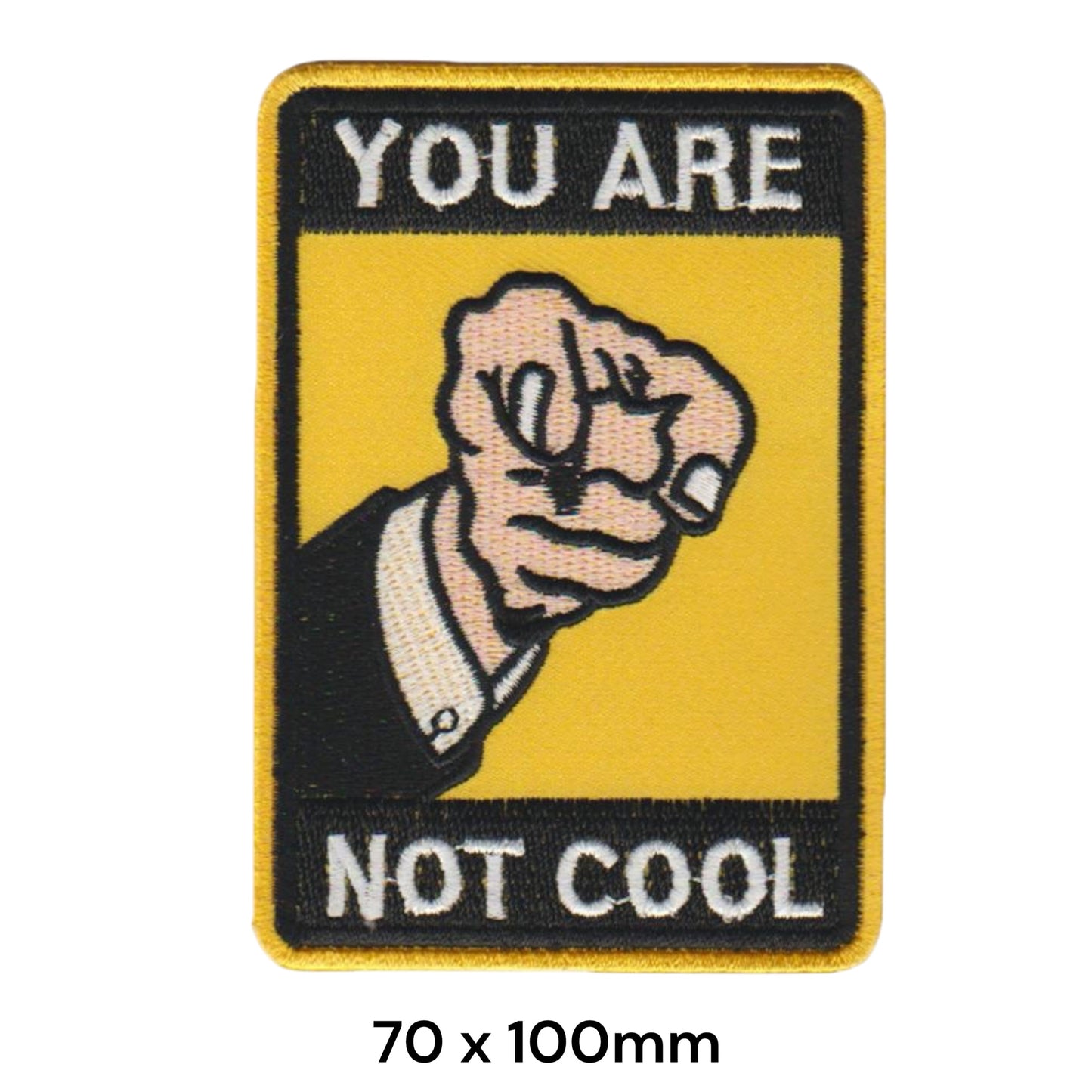 You Are Not Cool Pointing Fist Embroidered Patch Iron-On Sew-On Funny Retro Streetwear Statement Jacket Badge