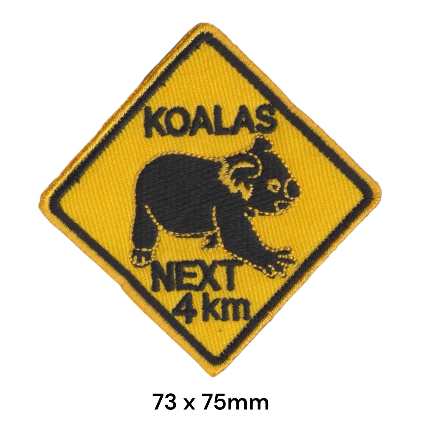 Koalas Next 4km Road Sign Embroidered Patch Iron-On Sew-On Australia Travel Novelty Souvenir Jacket Badge