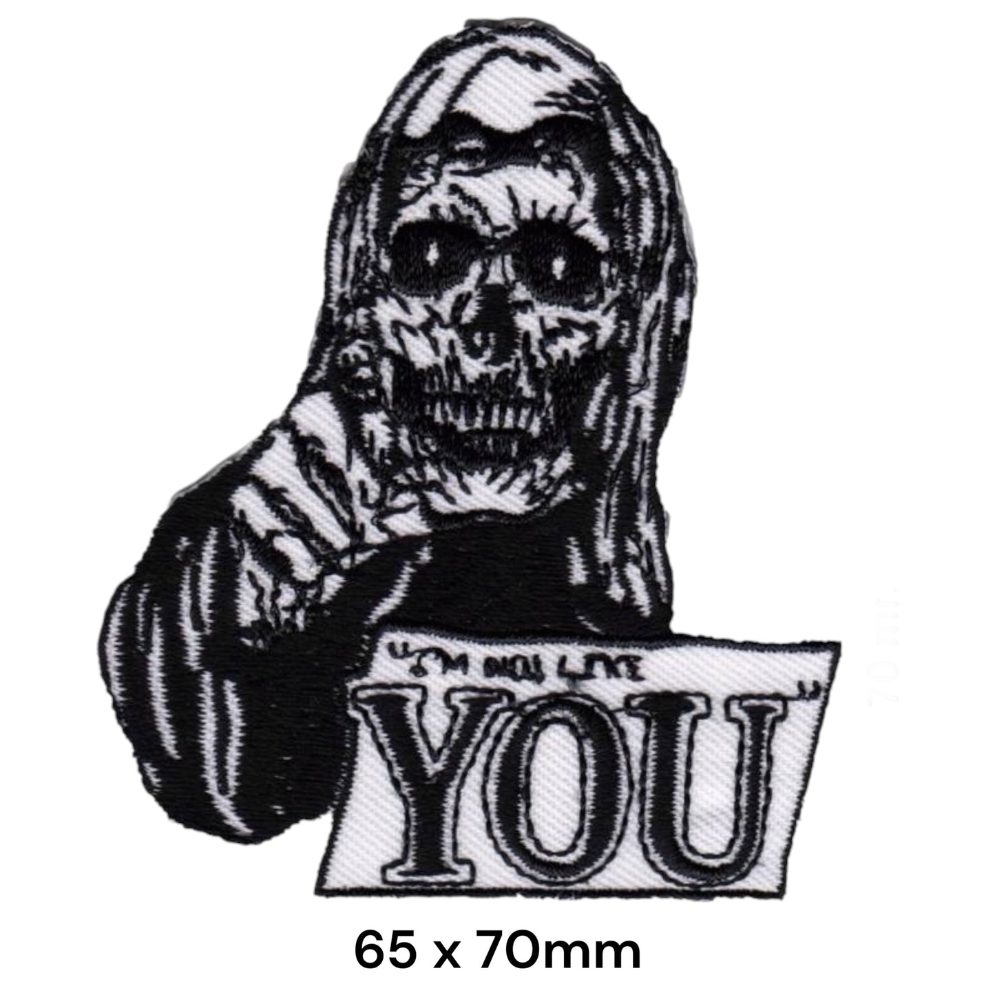Grim Reaper I'm Not Like You Embroidered Patch Iron-On Sew-On Gothic Biker Skull Dark Humor Punk Jacket Badge