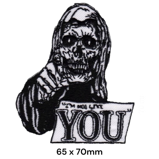 Grim Reaper I'm Not Like You Embroidered Patch Iron-On Sew-On Gothic Biker Skull Dark Humor Punk Jacket Badge
