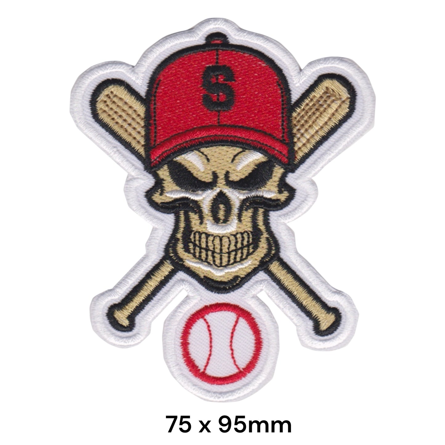 Baseball Skull Dollar Cap Embroidered Patch Iron-On Sew-On Sports Biker Badge