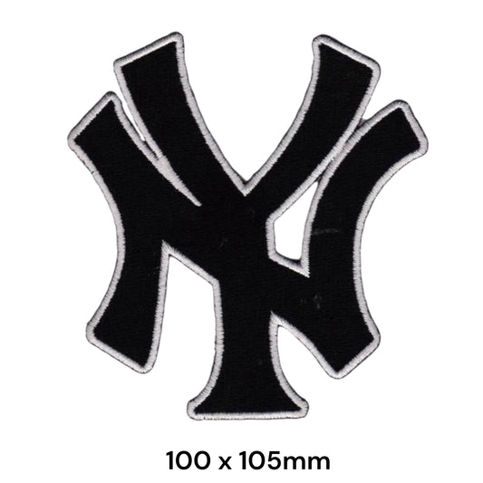 New York Yankees NY Logo XXL Black Embroidered Patch Iron-On Sew-On MLB Baseball Badge