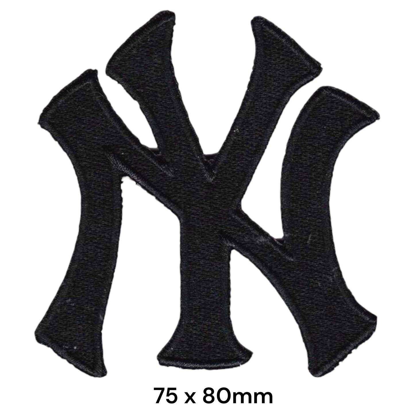 New York Yankees NY Logo Black on Black Embroidered Patch Iron-On Sew-On MLB Baseball Badge