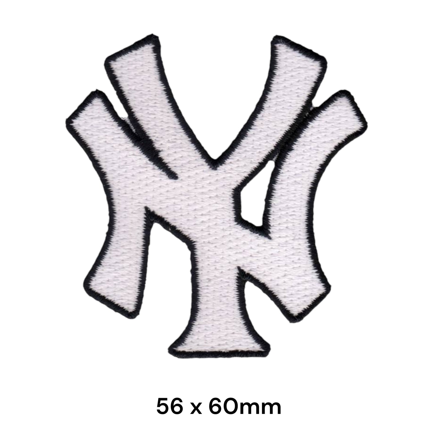 New York Yankees NY Logo White Embroidered Patch Iron-On Sew-On MLB Baseball Badge