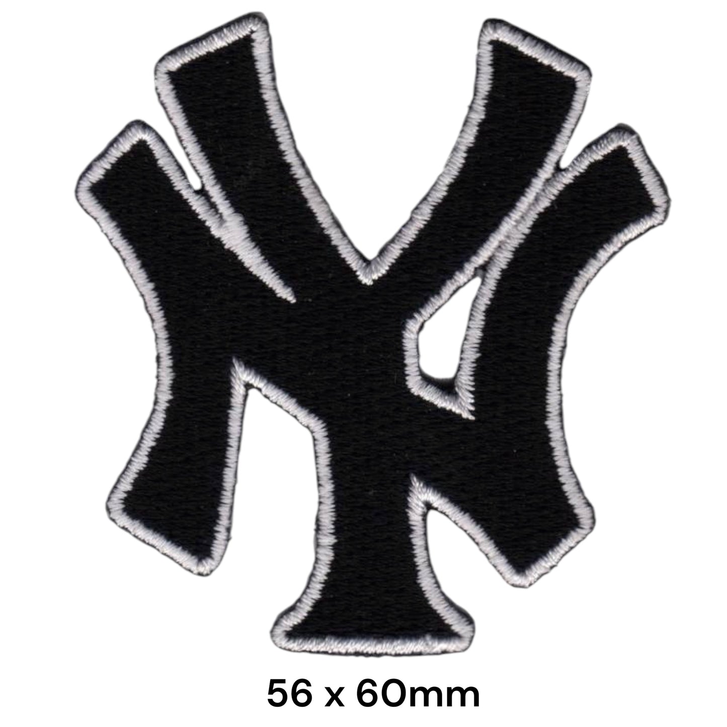 New York Yankees NY Logo Black White Outline Embroidered Patch Iron-On Sew-On MLB Baseball Badge