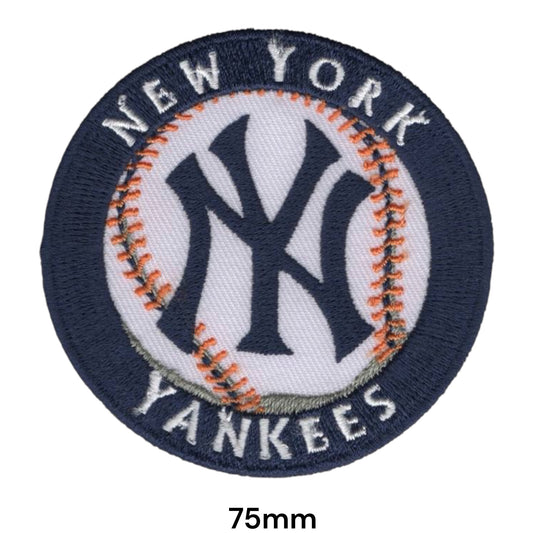 New York Yankees Baseball Round Logo Embroidered Patch Iron-On Sew-On MLB Baseball Badge