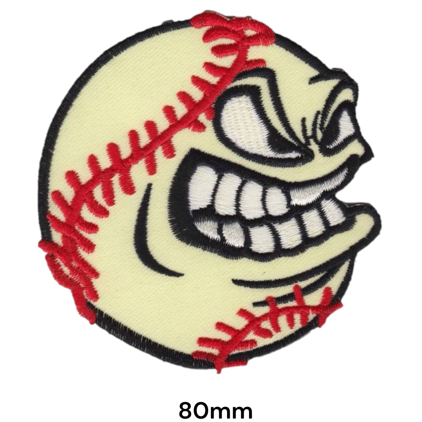 Angry Baseball Face Embroidered Patch Iron-On Sew-On Baseball Badge