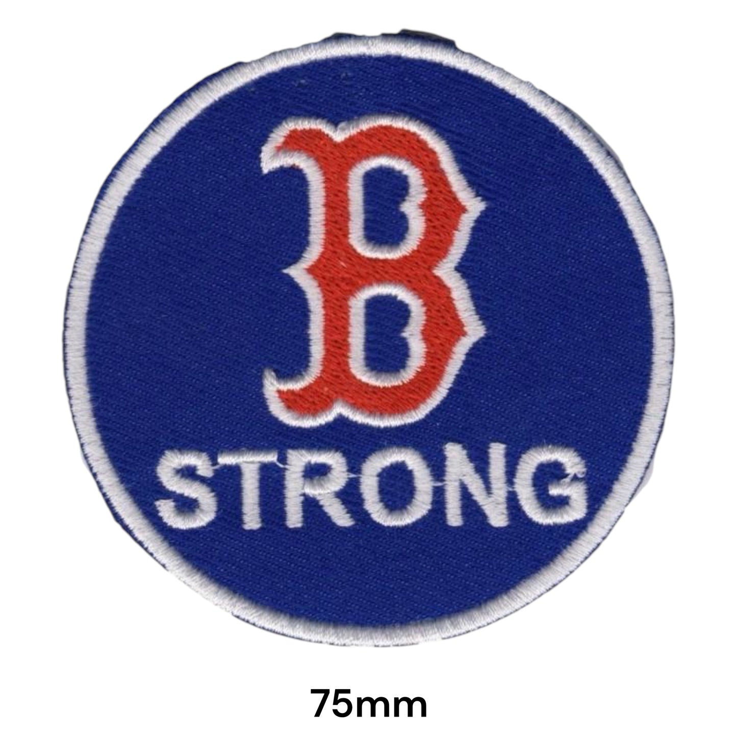 Boston Red Sox B Strong Embroidered Patch 75mm round blue red white