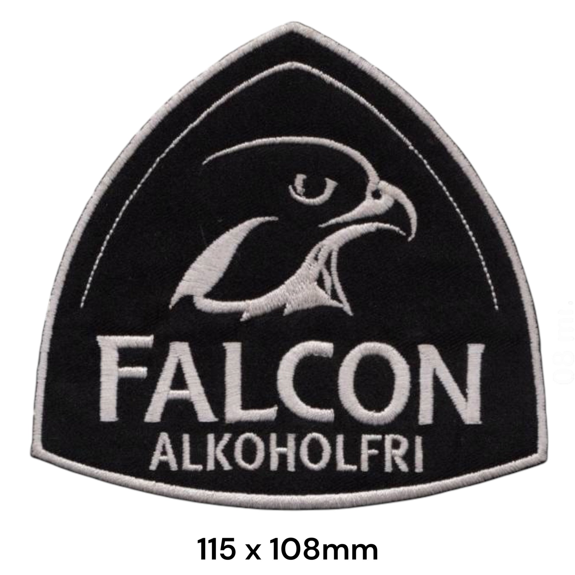 Falcon Alkoholfri Beer Logo Embroidered Patch 115x108mm black white