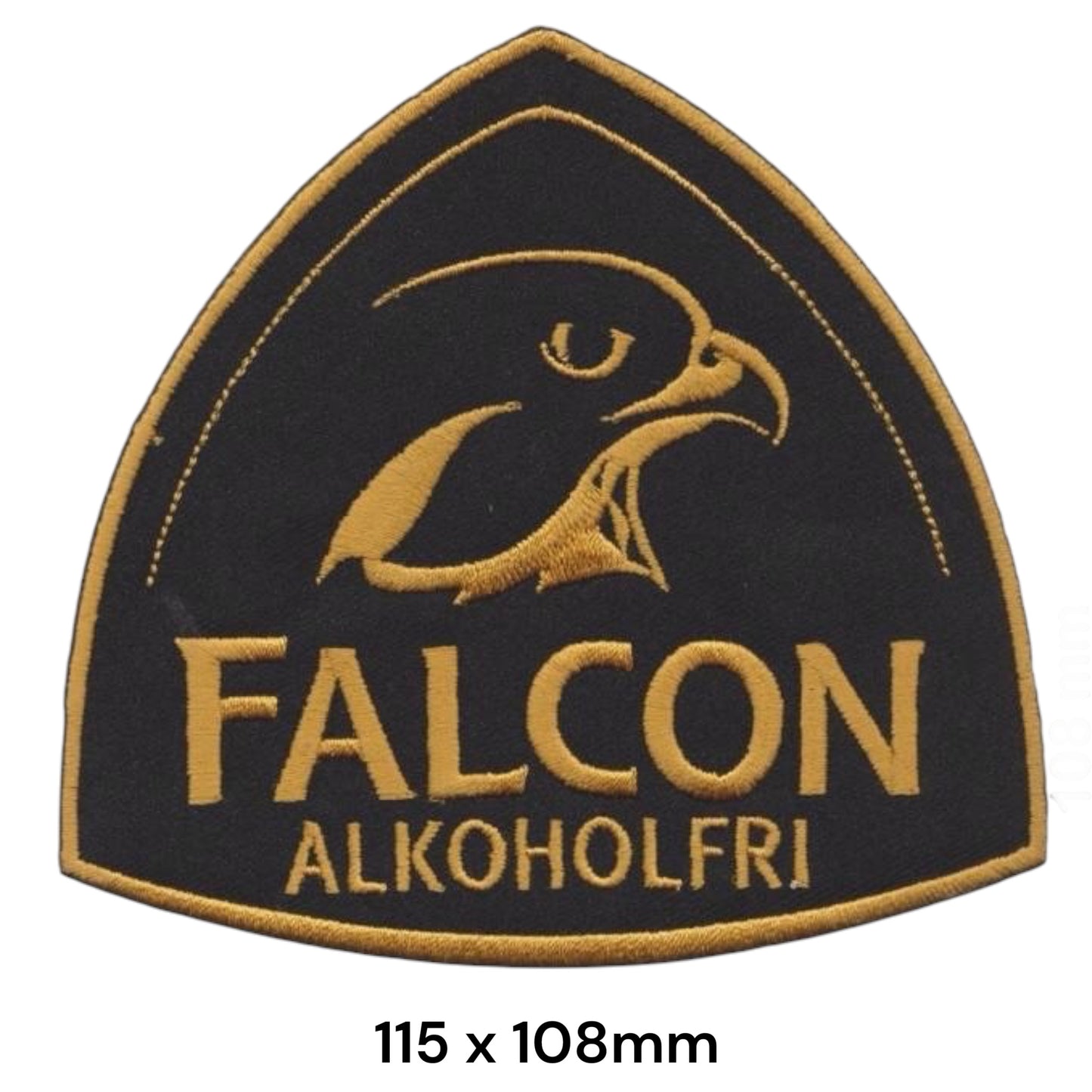 Falcon Alkoholfri Beer Logo Gold Embroidered Patch 115x108mm black gold