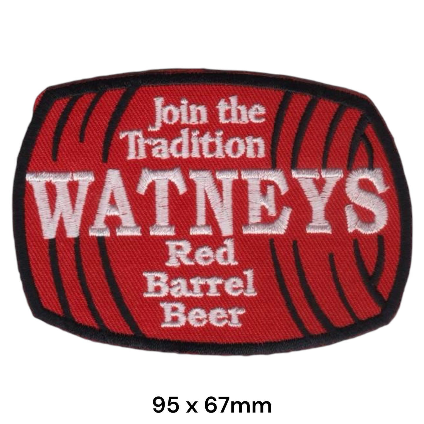 Watneys Red Barrel Beer Embroidered Patch 95x67mm red white black