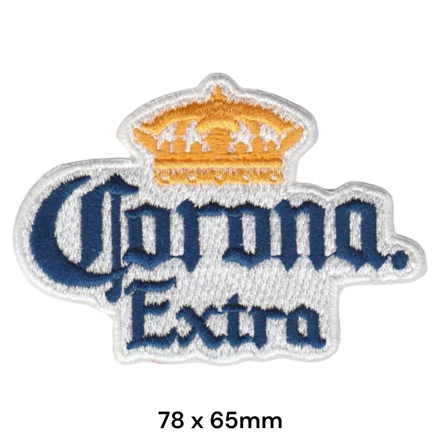 Corona Extra Beer Logo Embroidered Patch 78x65mm navy blue gold white