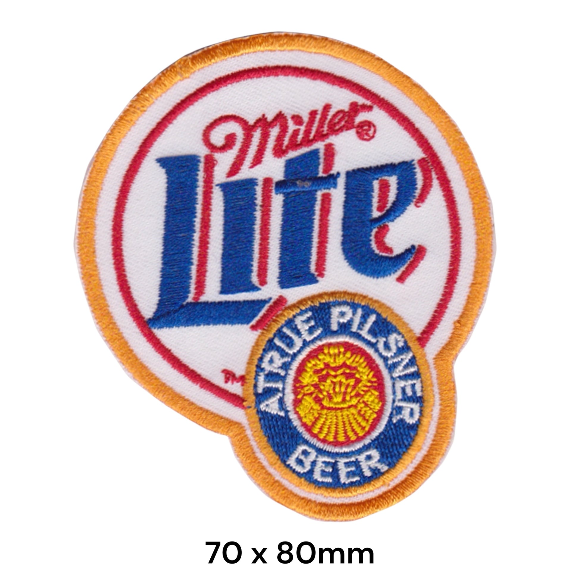 Miller Lite Beer Logo Embroidered Patch 70x80mm white blue red gold