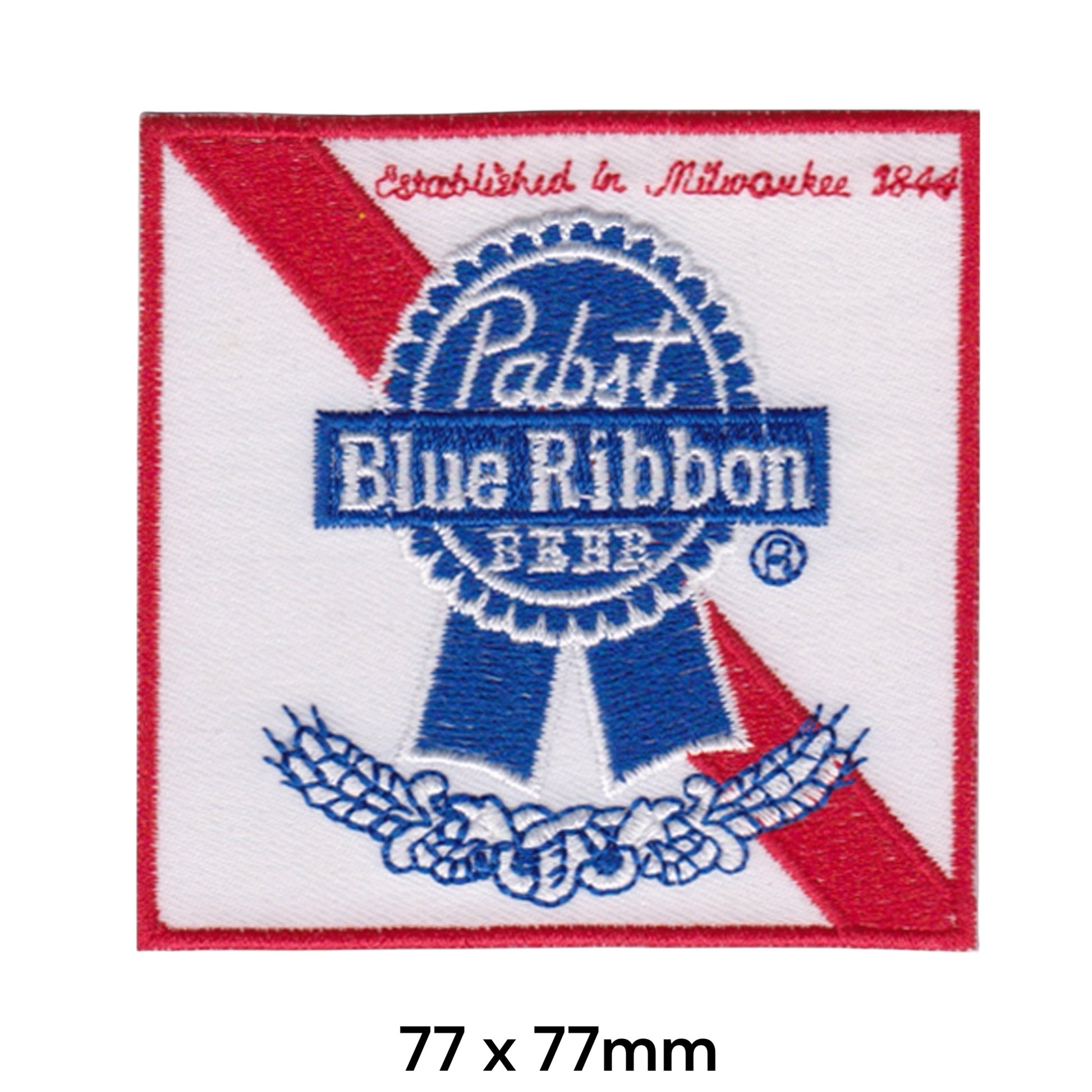 Pabst Blue Ribbon Beer Logo Embroidered Patch 77x77mm white blue red