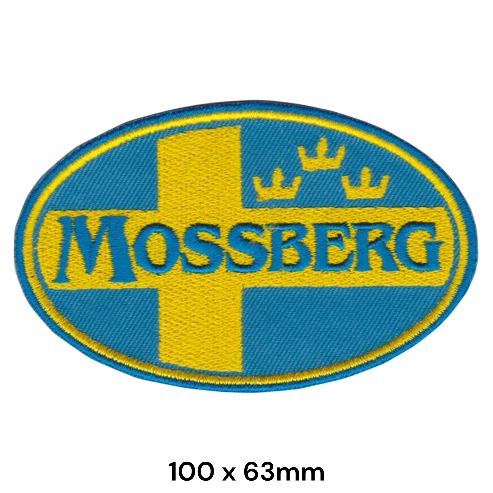 Mossberg Firearms Logo Embroidered Patch 100x63mm blue yellow