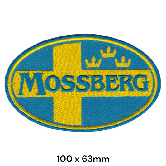 Mossberg Firearms Logo Embroidered Patch 100x63mm blue yellow
