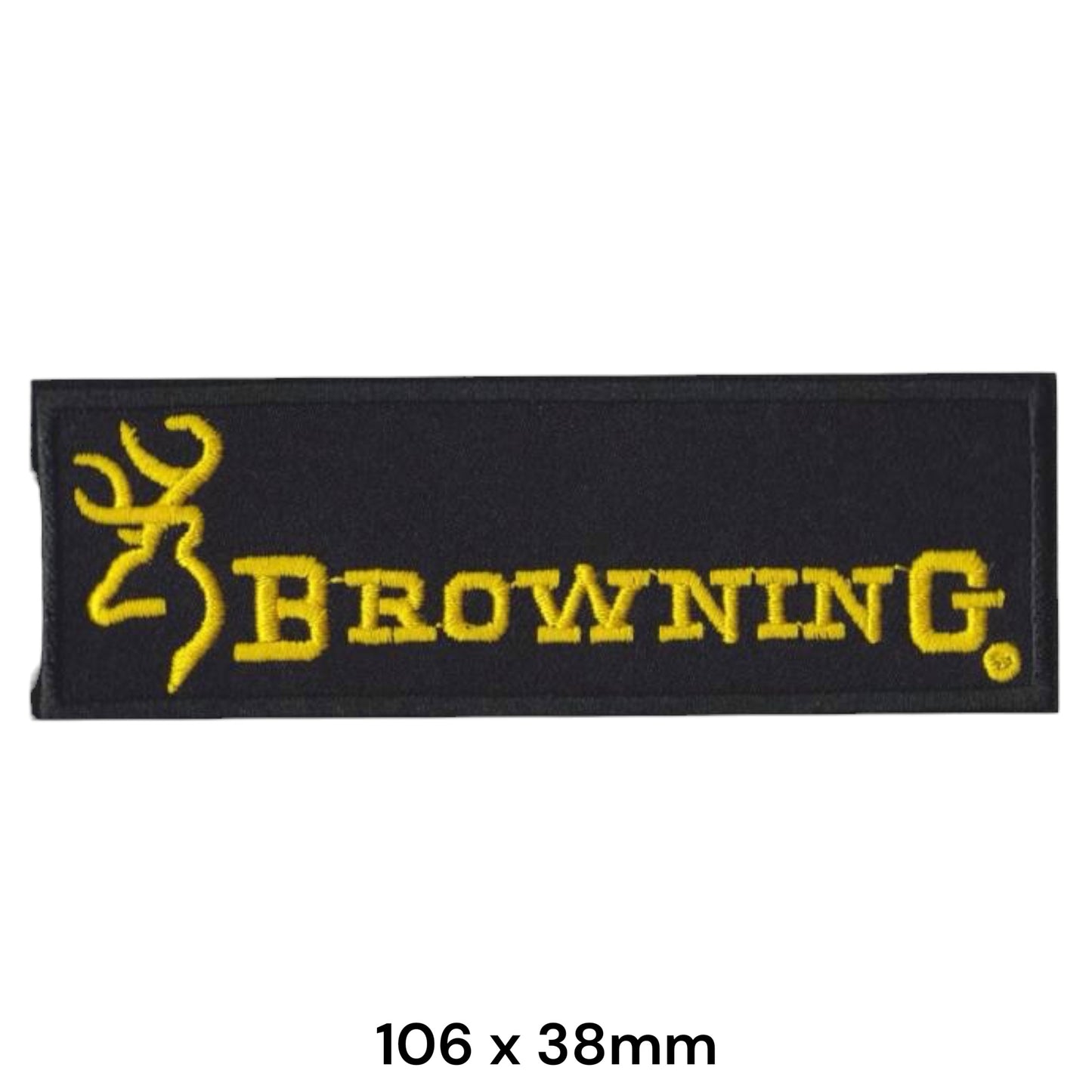 Browning Firearms Logo Strip Embroidered Patch 106x38mm black gold yellow