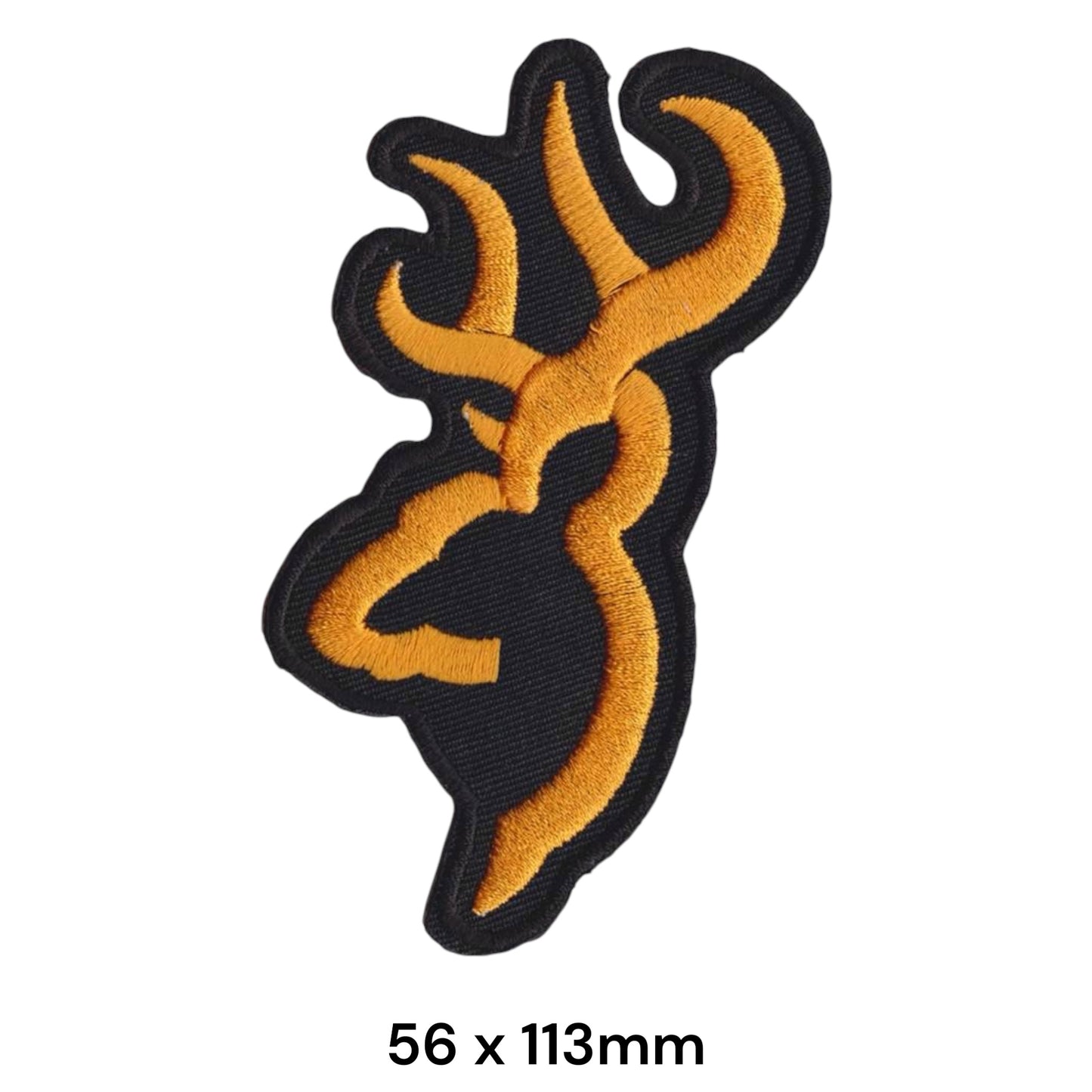 Browning Buckmark Deer Logo Embroidered Patch 56x113mm black orange gold